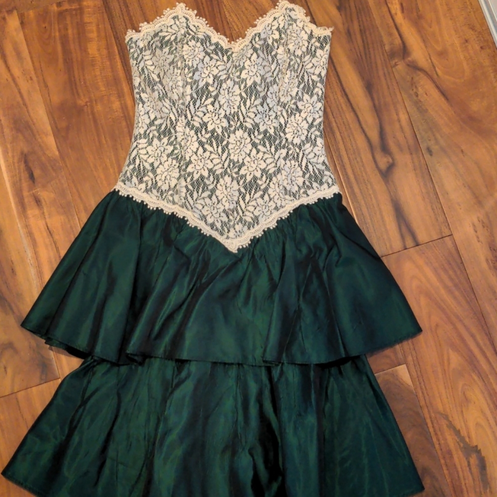 Vintage Scott McClintock strapless lace prom dress